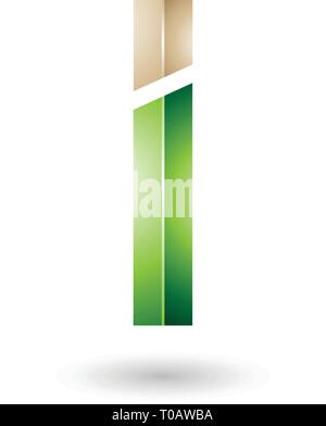 Vector Illustration of Beige and Green Rectangular Glossy Letter I Stock Vector