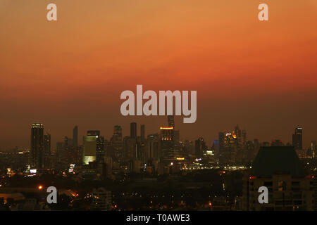 Incredible urban view with skyscrapers of Bangkok at dusk Stock Photo