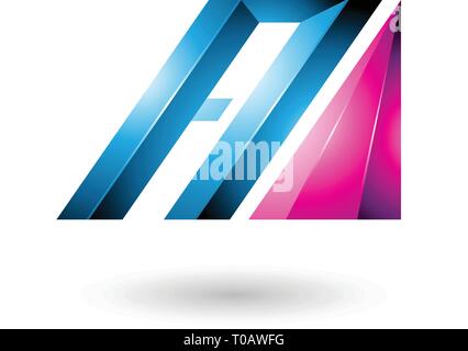 Vector Illustration of Blue and Magenta Letter A of Glossy Diagonal Bars Stock Vector