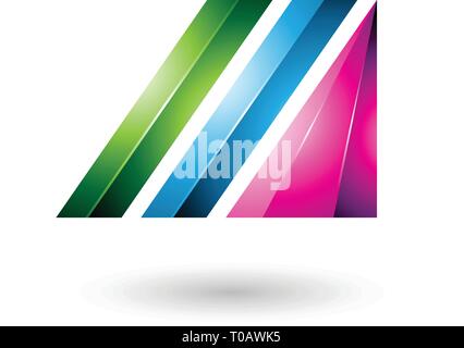 Vector Illustration of Green and Blue Letter M of Glossy Diagonal Bars Stock Vector