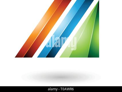 Vector Illustration of Orange and Blue Letter M of Glossy Diagonal Bars Stock Vector