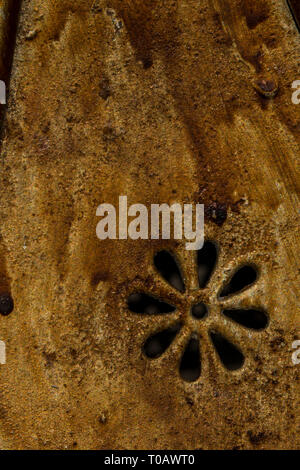 background with old and rusty copper material Stock Photo