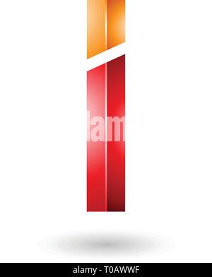 Vector Illustration of Orange and Red Rectangular Glossy Letter I Stock Vector