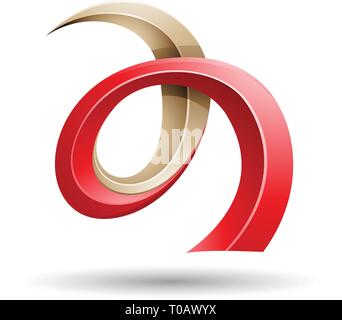 Vector Illustration of Red and Beige Curled Ivy Like Letter A Icon Stock Vector
