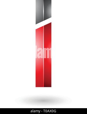 Vector Illustration of Red and Black Rectangular Glossy Letter I Stock Vector