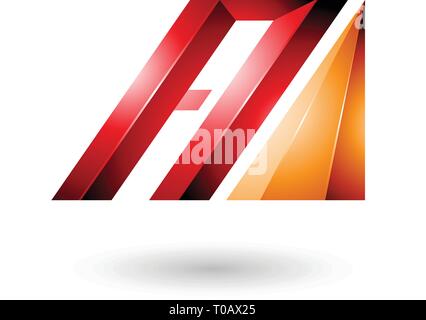 Vector Illustration of Red and Orange Letter A of Glossy Diagonal Bars Stock Vector