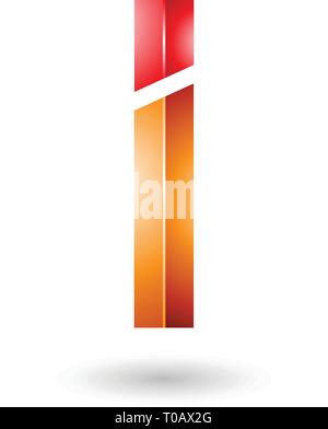 Vector Illustration of Red and Orange Rectangular Glossy Letter I Stock Vector