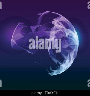 Abstract vector music sphere. Futuristic techno background. Background for business presentation. Abstract blue triangles. Stock Vector