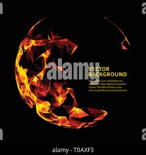Low poly fire flame sphere. Futuristic energy circle. Stock Vector