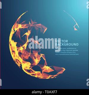 Low poly fire flame sphere. Futuristic energy circle. Stock Vector