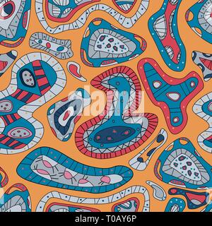 ethnic abstract seamless pattern with african print. Vector illustration Bright color Stock Vector