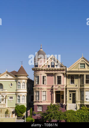 The 'Painted Ladies'  on Alamo Square in San Francisco Stock Photo