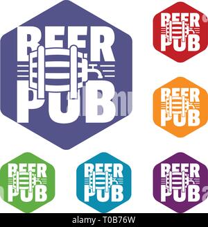 Beer pub icons vector hexahedron Stock Vector