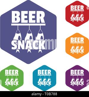 Beer snack icons vector hexahedron Stock Vector