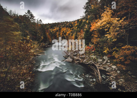 Long exposure of Obed National Wild and Scenic River during Autumn. Stock Photo