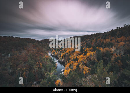 Long exposure from Lily Overlook in Scenic Obed National Wild and Scenic River during Autumn. Stock Photo