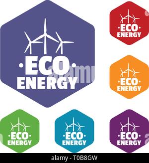 Eco energy icons vector hexahedron Stock Vector