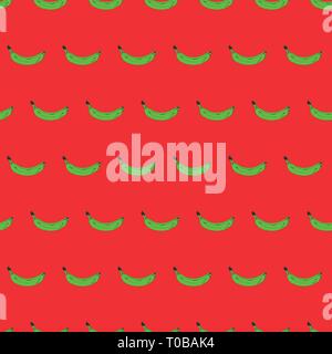 Seamless pop art banana pattern randomly distributed on color background. Vector Illustration. Stock Vector