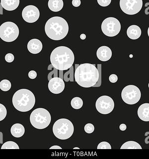 Simple Bitcoins seamless pattern symbols. Background and texture. Stock Vector
