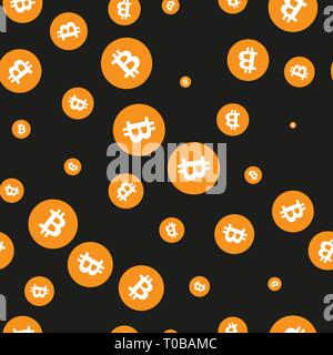 Simple Bitcoins seamless pattern symbols. Background and texture. Stock Vector
