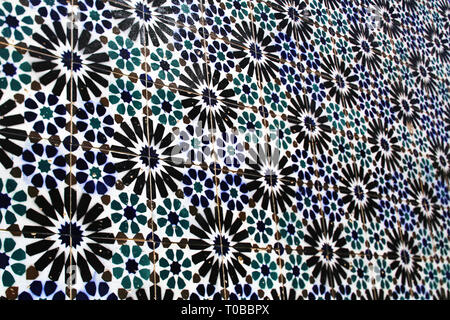 Portuguese tiles on a facade of a typical house in Castelo de Vide Stock Photo