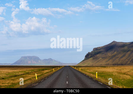 Road number 1 in Iceland. Sunny weather summer day. View of the mountains Stock Photo