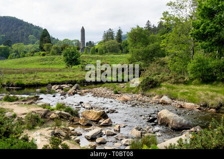 Glendalough is a village with a monastery in County Wicklow, Ireland. Stock Photo
