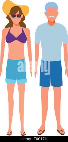 avatar old woman and man at the beach Stock Vector Image & Art - Alamy