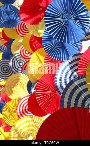 Vertical image of colorful pleated paper Decoration for background or banner Stock Photo