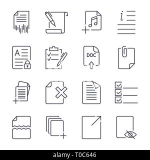Paper icons. Document icons. Vector EPS10. Icon set with editable stroke Stock Vector