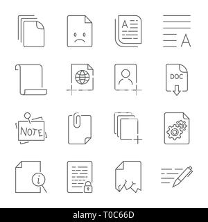 Paper icon, Document icon. Editable Stroke Stock Vector