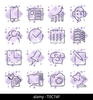 Simple Set of Office Related Vector Line Icons. Contains such Icons as Business Meeting, Workplace, Office Building, Reception Desk and more. Editable Stock Vector