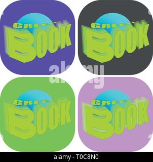 inscription green book in perspective with the globe on different backgrounds Stock Vector