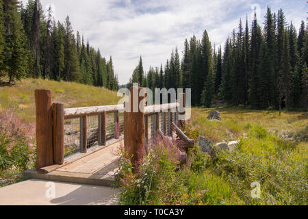 The Lolo Pass Visitor Center, on the border of Idaho and Montana, is a beautiful, historical rest area which provides varied information to travelers. Stock Photo