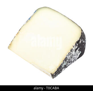 piece of local italian Perla Nera sheep's milk cheese isolated on white background Stock Photo