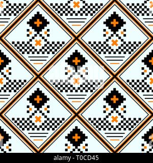 seamless part of embroidered good like handmade cross-stitch ethnic seamless pattern black, white and red. eps10 Stock Vector