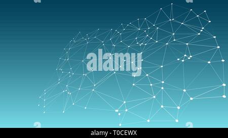Digital wires connections creative 3d vector graphic dot and lines background Stock Vector