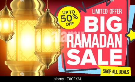 Ramadan Sale Banner Vector. Eid Background. Offer Tag. Super Sale. Illustration Stock Vector
