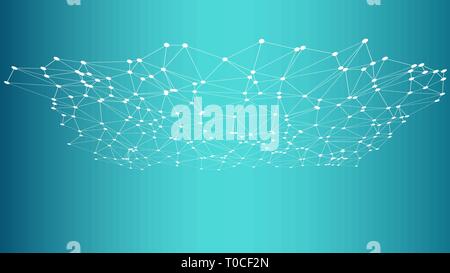 Signal processing creative illustration, dots and lines shapes 3d Stock Vector