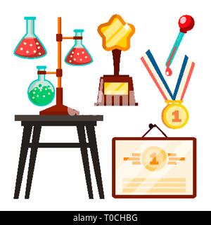 Icons Scientists Discovery Study Vector. Isolated Flat Cartoon Illustration Stock Vector
