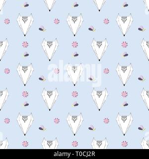 Fox face seamless pattern background, vector eps10 Stock Vector