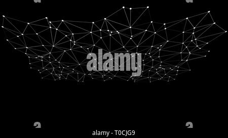 Technology hud digital wires lines and dots connected, black background Stock Vector