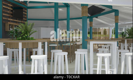 3d restaurant rendering / fast food stand Stock Photo - Alamy