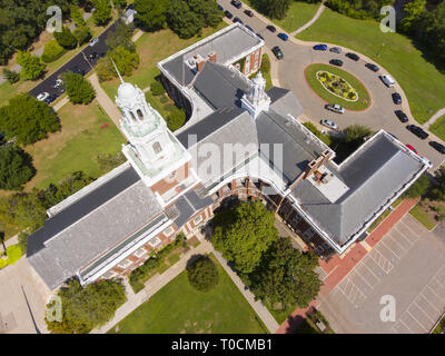 Newton City Hall aerial view in downtown Newton, Massachusetts, USA. Stock Photo