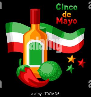 Mexican Cinco de Mayo greeting card. Stock Vector