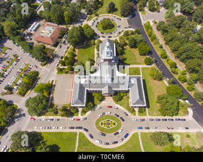 Newton City Hall aerial view in downtown Newton, Massachusetts, USA. Stock Photo