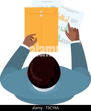 businessman with manila envelope air view vector illustration design Stock Vector