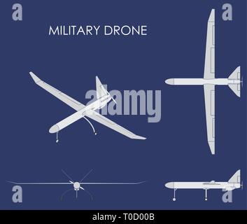 Military drone colored. Without outline. Stock Vector