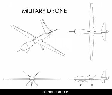 Military drone predator. Outline only Stock Vector Image & Art - Alamy