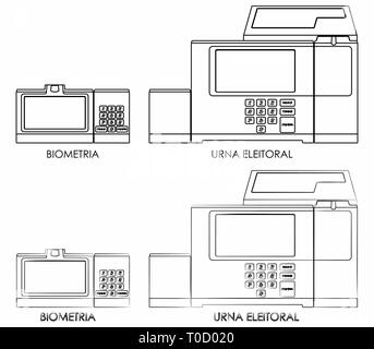 New electoral ballot box. Normal outline and brush outline. Stock Vector